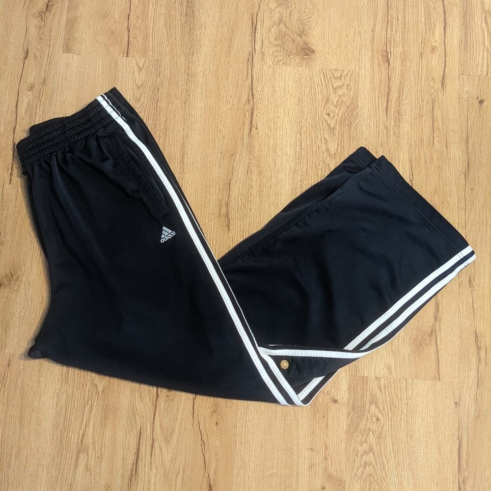 Vintage Y2K Adidas Button Snap Sweatpants Joggers Track Pants Black Size L